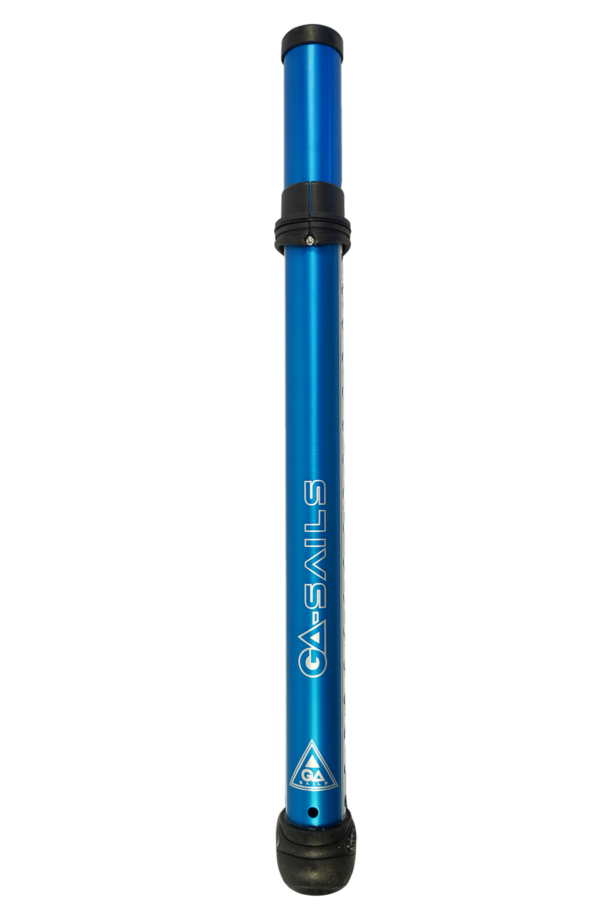 GA Extension Standard Alu 2026, blaues Aluminiumrohr mit schwarzen Endkappen, Frontalansicht