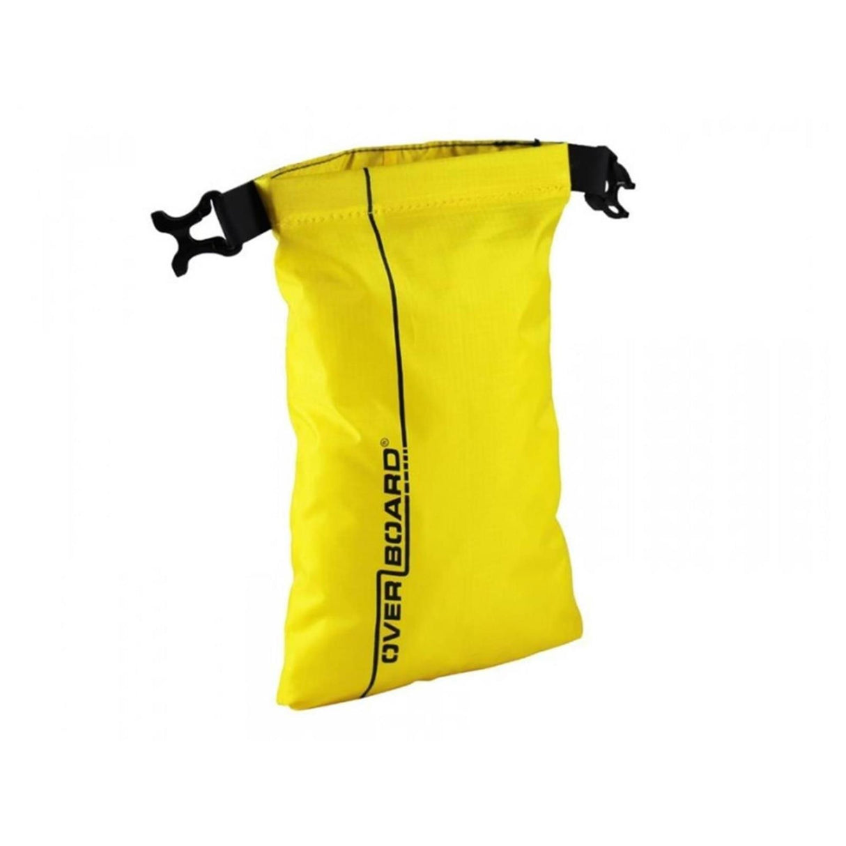 OverBoard wasserdichter Beutel 1 Liter, gelb, mit schwarzen Verschlussgriffen, Frontansicht