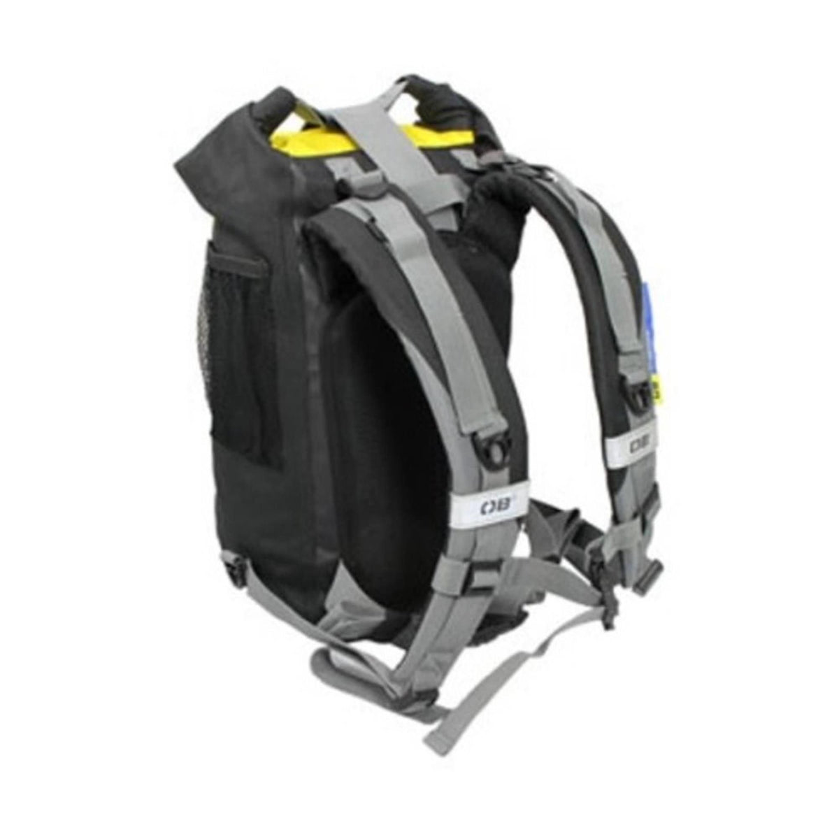 OverBoard wasserdichter Rucksack Classic 20L, schwarz mit grauem Tragesystem, Rückansicht