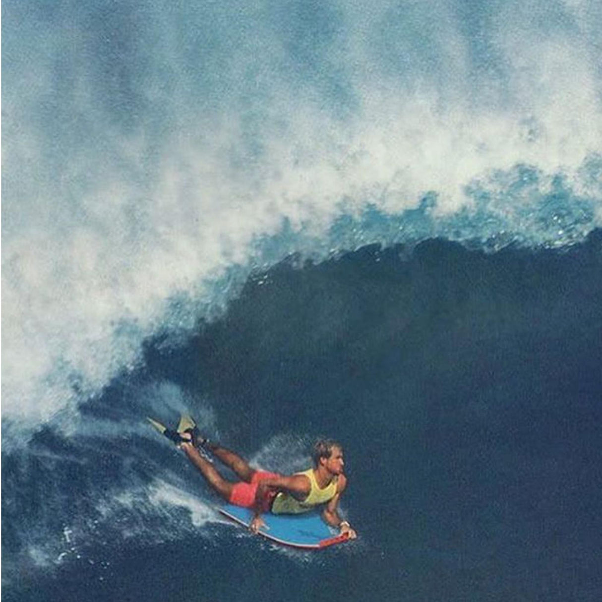 Churchill Makapuu Bodyboard-Flossen blau, Schwimmflossen aus Gummi, Ansicht bei der Verwendung im Wasser