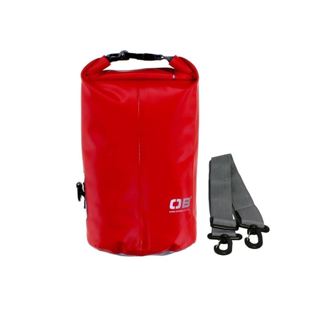 OverBoard wasserdichter Packsack 5 Liter rot mit Schultergurt, Frontansicht