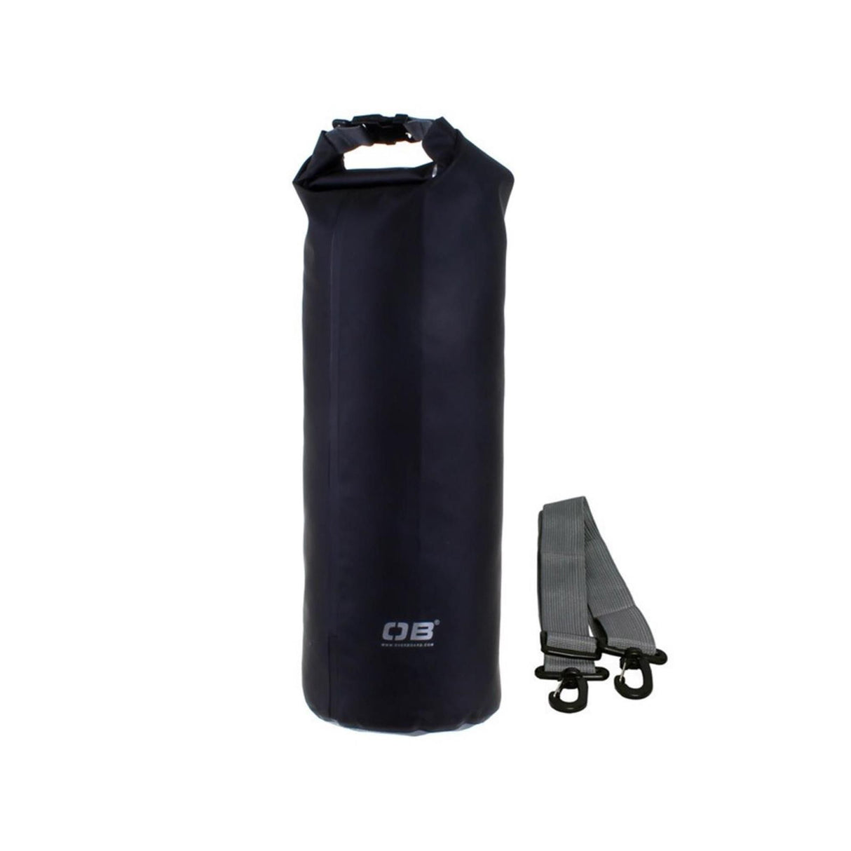 OverBoard wasserdichter Packsack 12 Liter in Schwarz mit Tragegurt, Frontansicht