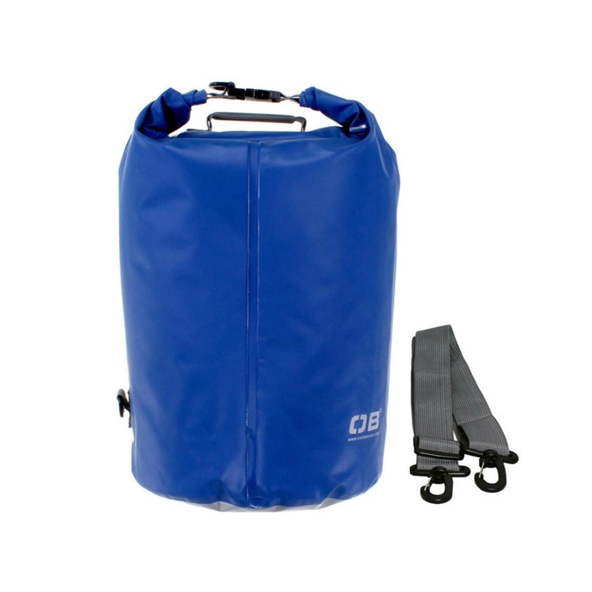 OverBoard wasserdichter Packsack 30 Liter blau mit Schultergurt, Frontansicht