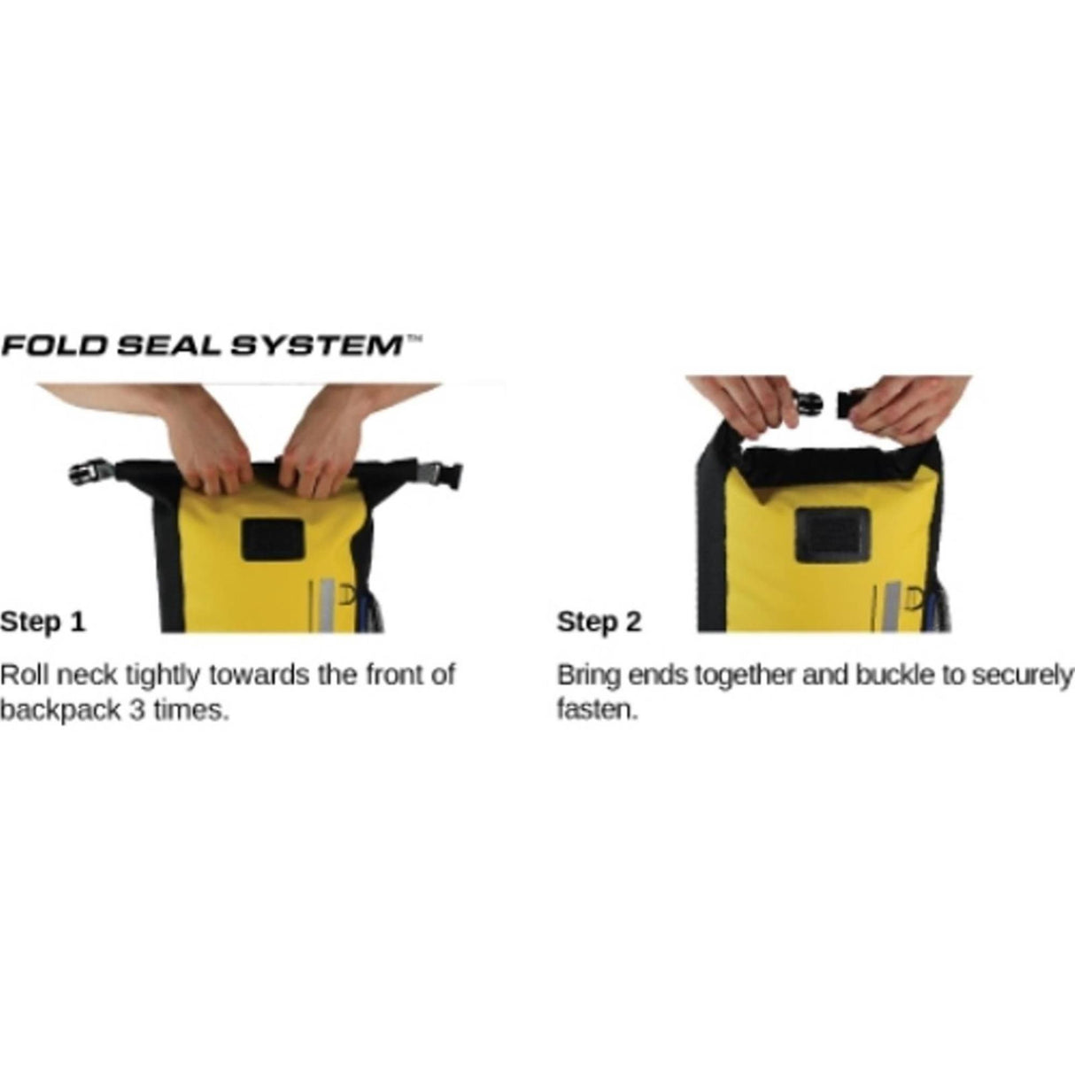 OverBoard wasserdichter Rucksack 30L gelb mit Fold Seal System Verschluss in zwei Schritten