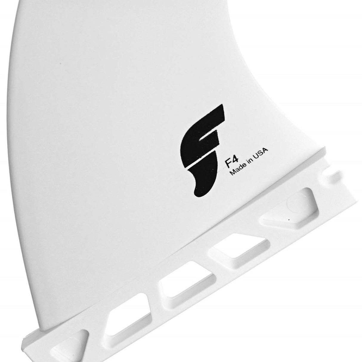 FUTURES Thruster Fin Set F4 Thermotech in Weiß, drei Flossen aus Kunststoff, Seitenansicht