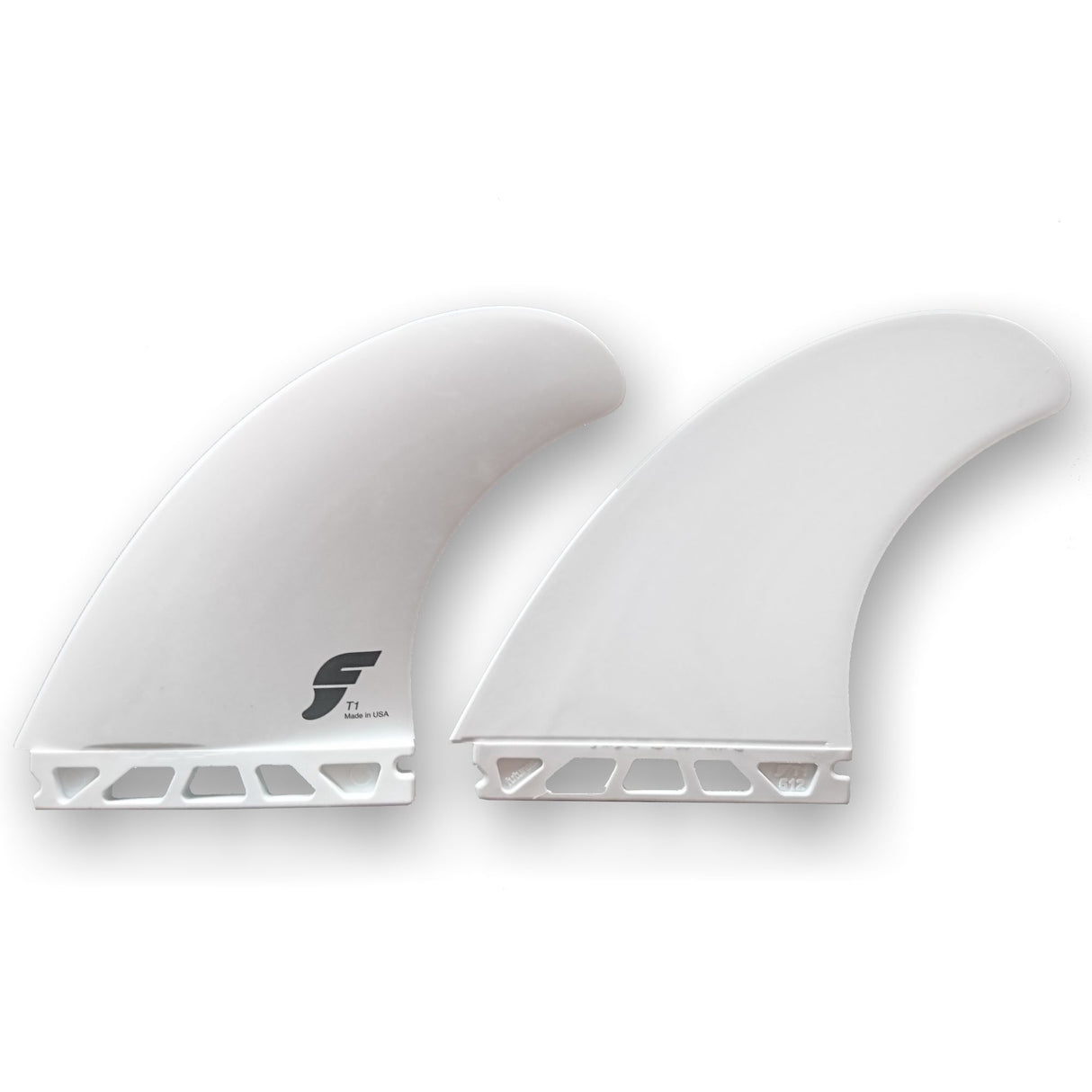 FUTURES Twin Fin Set T1 Thermotech weiß, zwei Surfflossen mit Thermotech-Material, Draufsicht