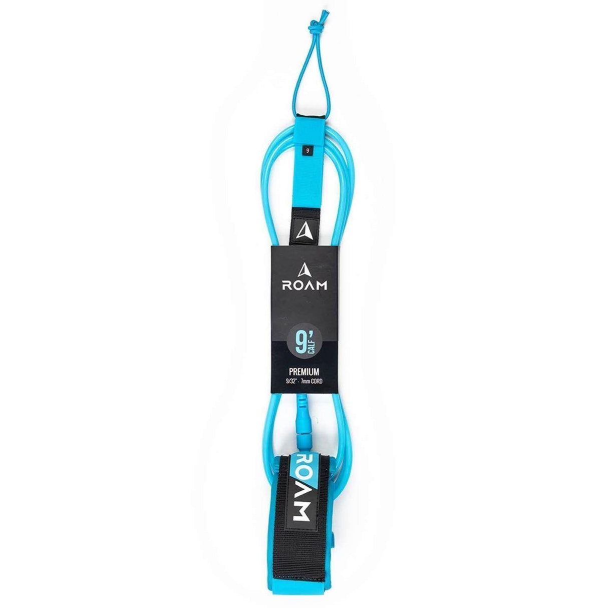 Roam Surfboard Leash Premium Knie 9ft in Blau-Schwarz, Neopren-Manschette, Frontalansicht