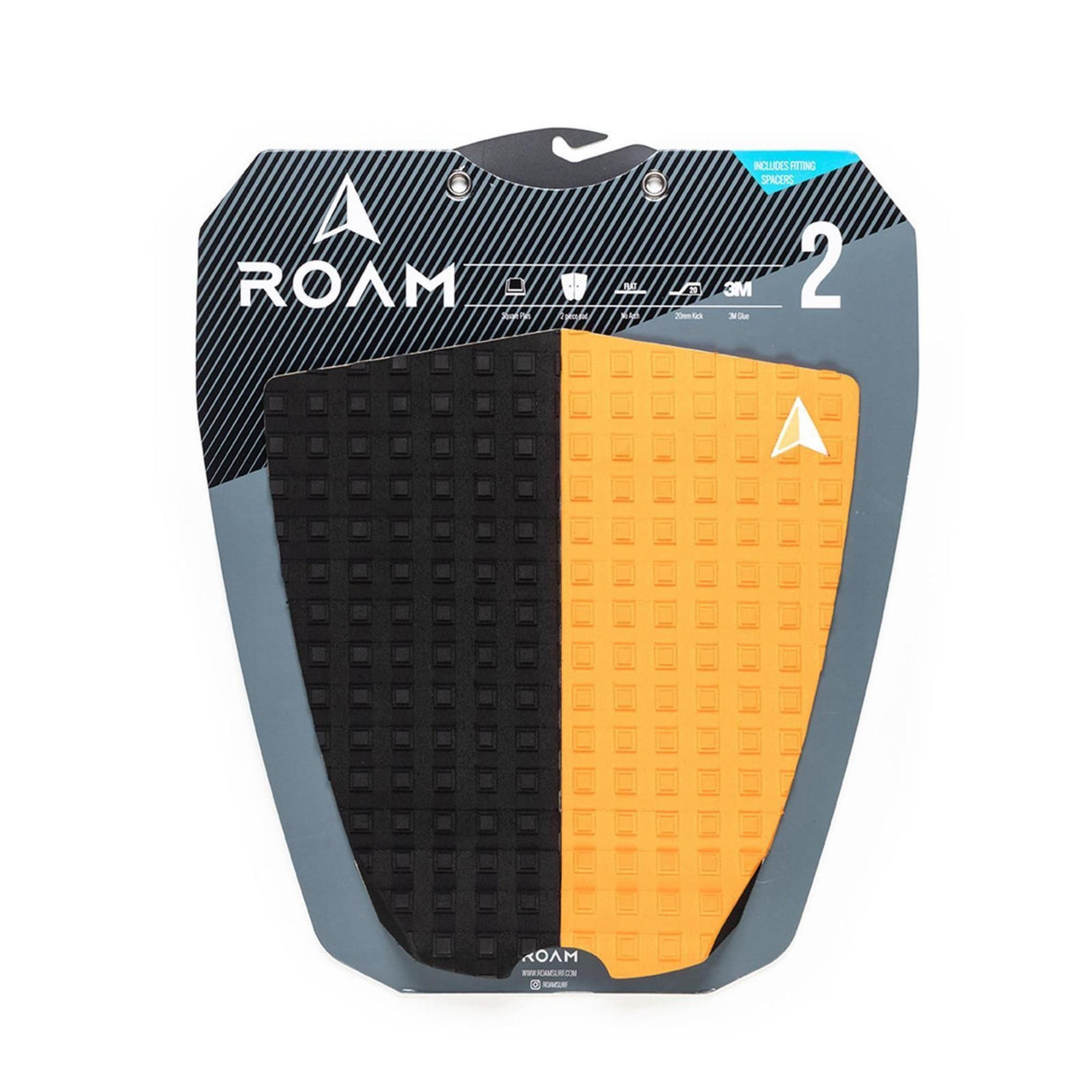 Roam Footpad Deck Grip Traction Pad 2-tlg, schwarz und gelb, Gummi-Oberfläche mit Waffelmuster, zweiteiliges Set