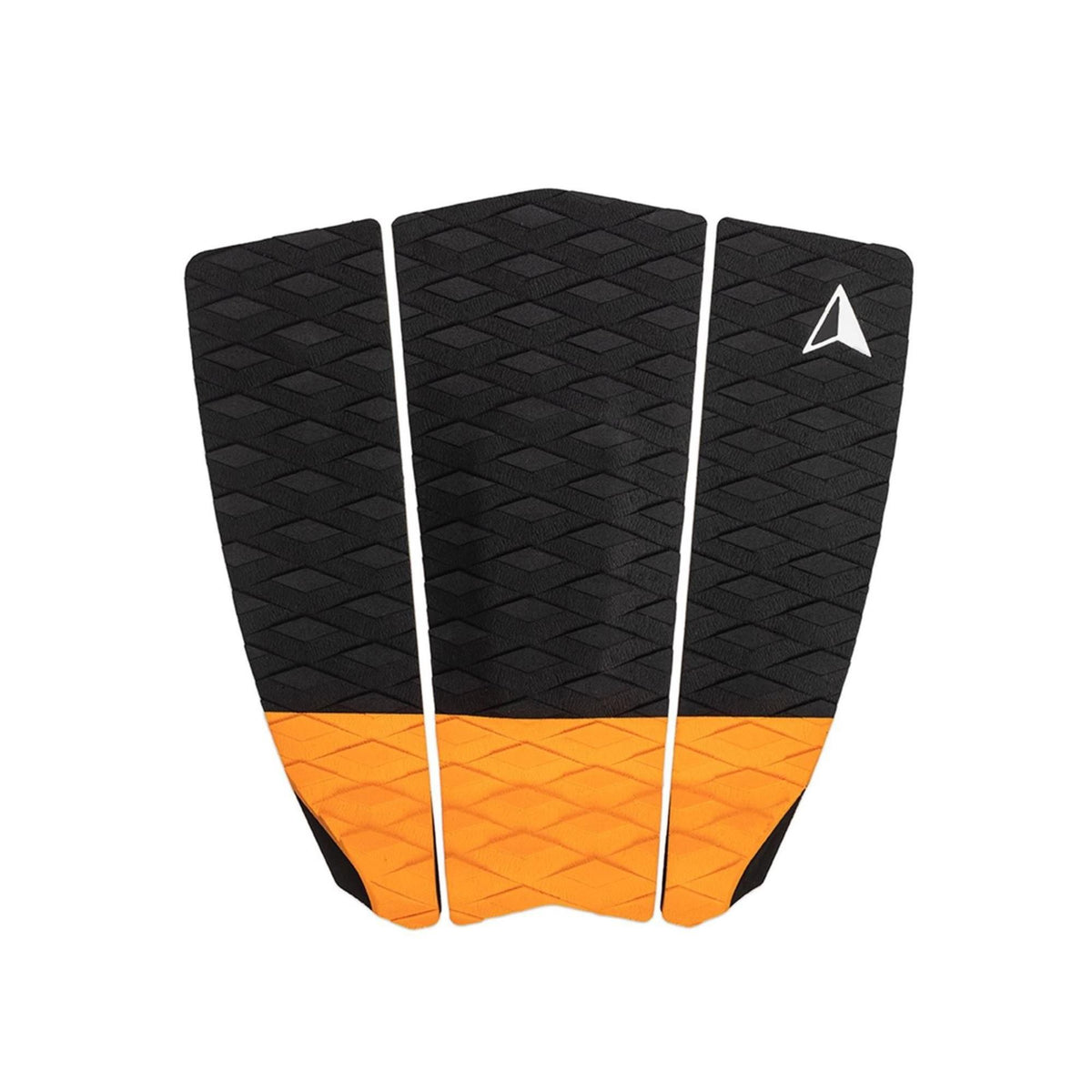 Roam Footpad Deck Grip Traction Pad 3-tlg, schwarz-orange, Draufsicht, strukturierte Gummimatte für Surfboard