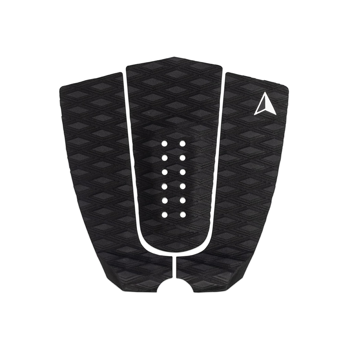 Roam Footpad Deck Grip Traction Pad 3-teilig schwarz mit weißen Grifflöchern, Draufsicht