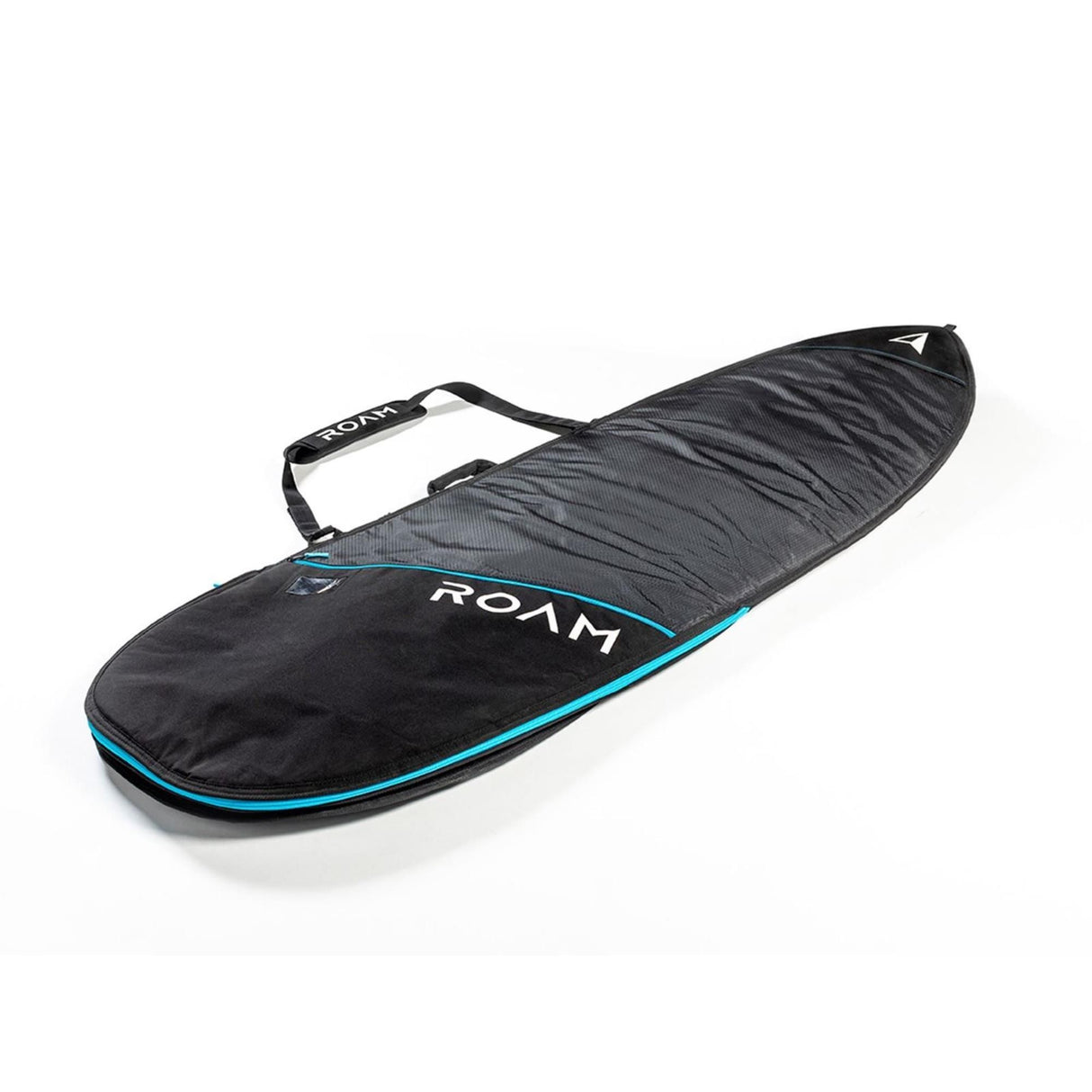 ROAM Boardbag Surfboard Tech Bag Hybrid Fish schwarz mit türkisem Rand und Tragegriff, Seitenansicht