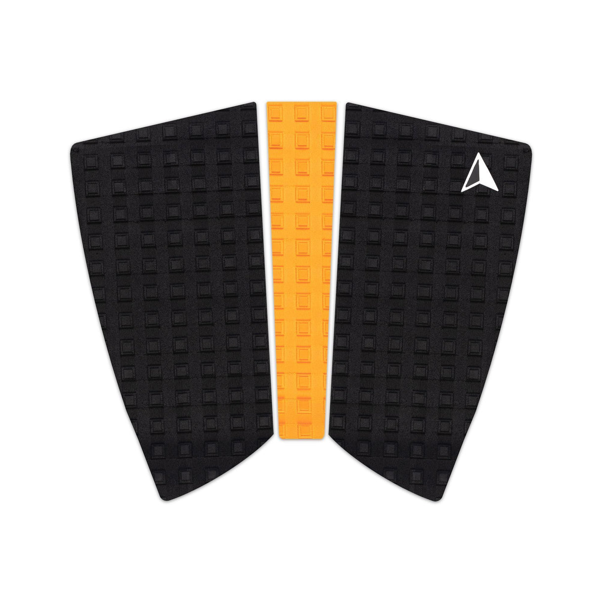 Roam Footpad Deck Grip Traction Pad 2+1 in Schwarz und Gelb, strukturierte Gummioberfläche, Draufsicht