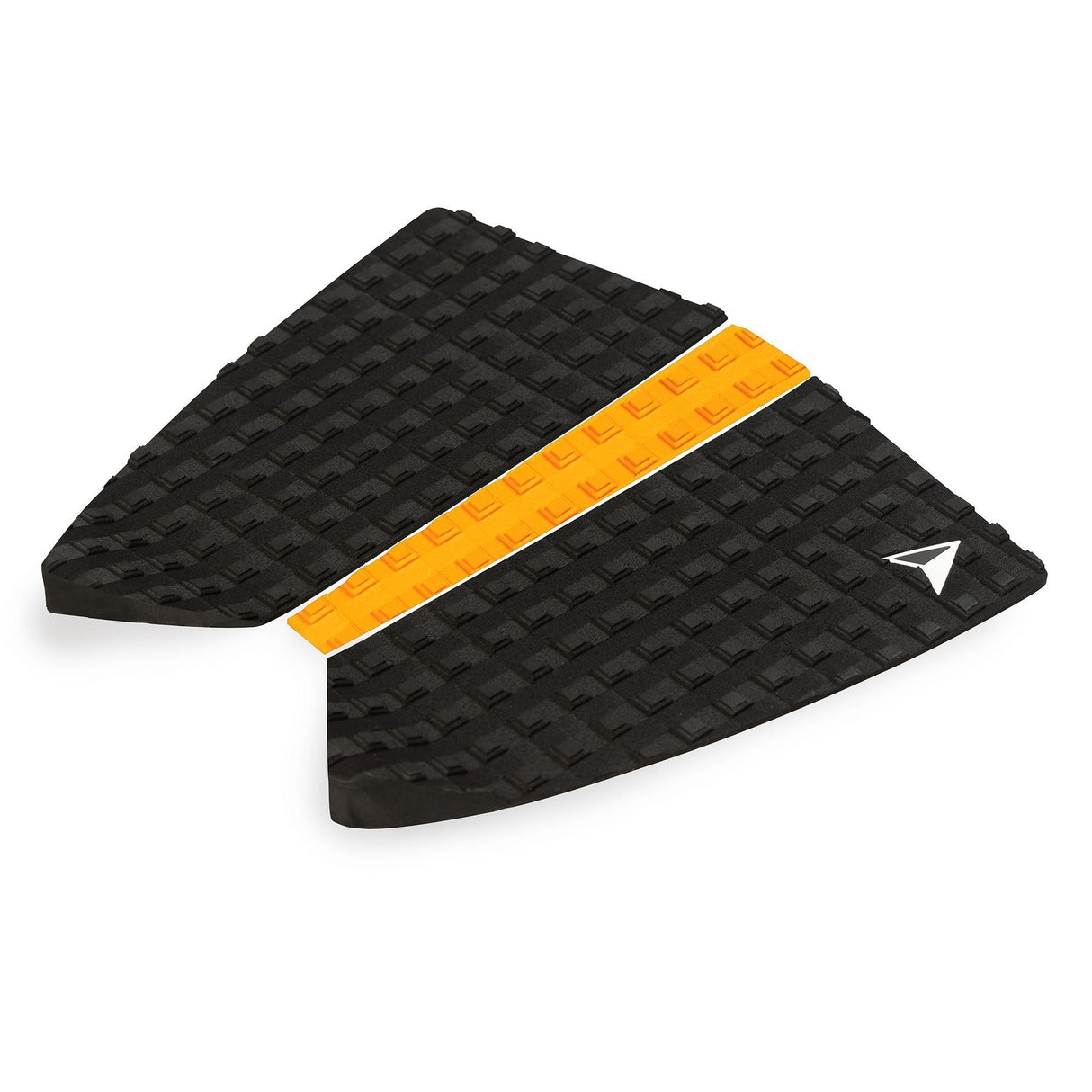 Roam Footpad Deck Grip Traction Pad 2+1, schwarze Struktur mit gelbem Mittelstreifen, Draufsicht