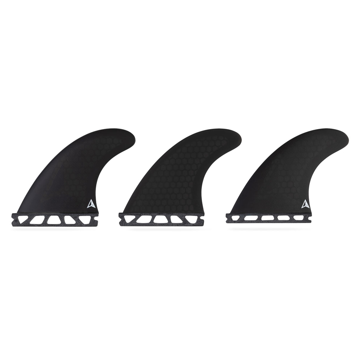 Roam Thruster Fin Set Allround Futures schwarze Flossen drei Stück Frontansicht