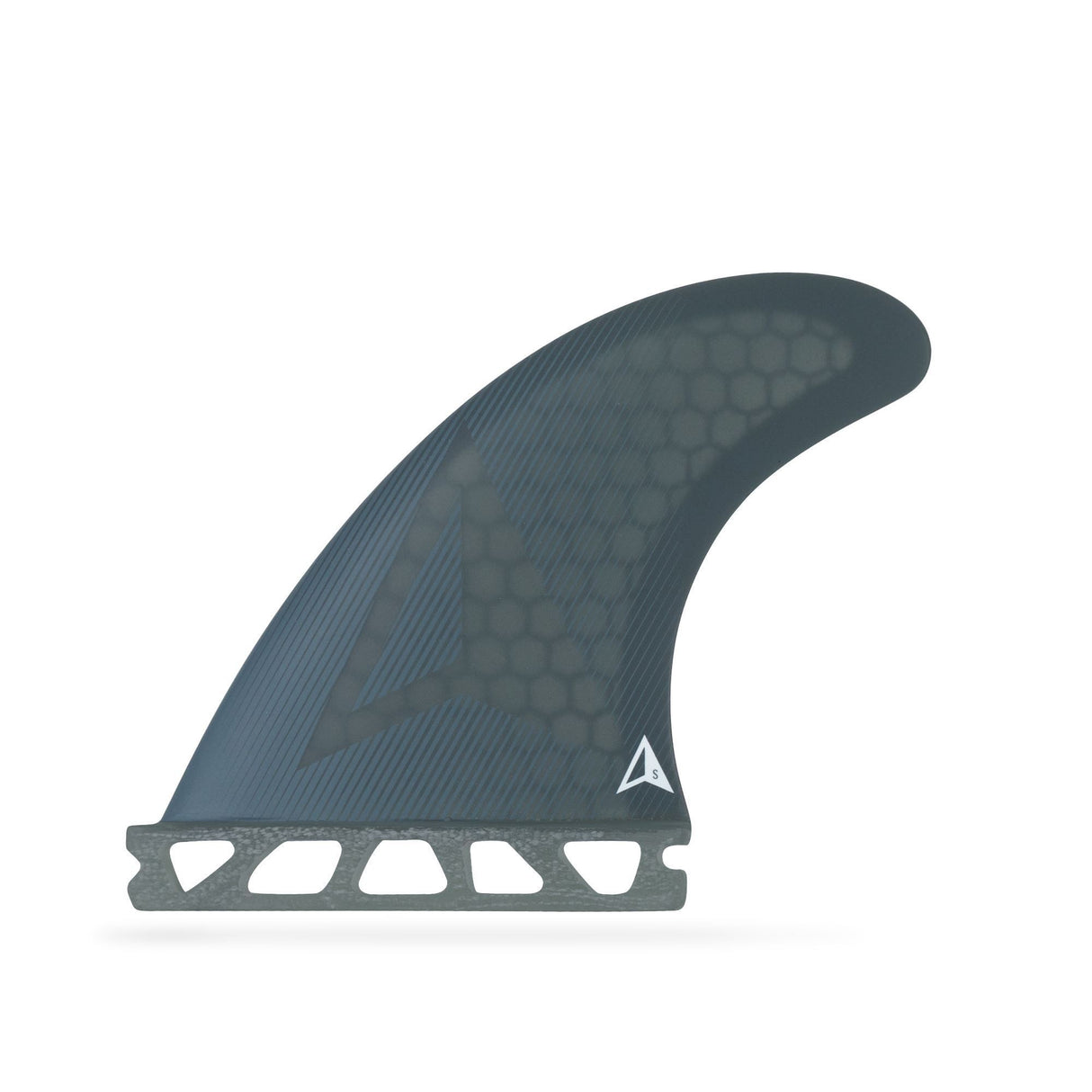 Roam Thruster Fin Set Allround Futures grau mit Wabenmuster, Seitenansicht