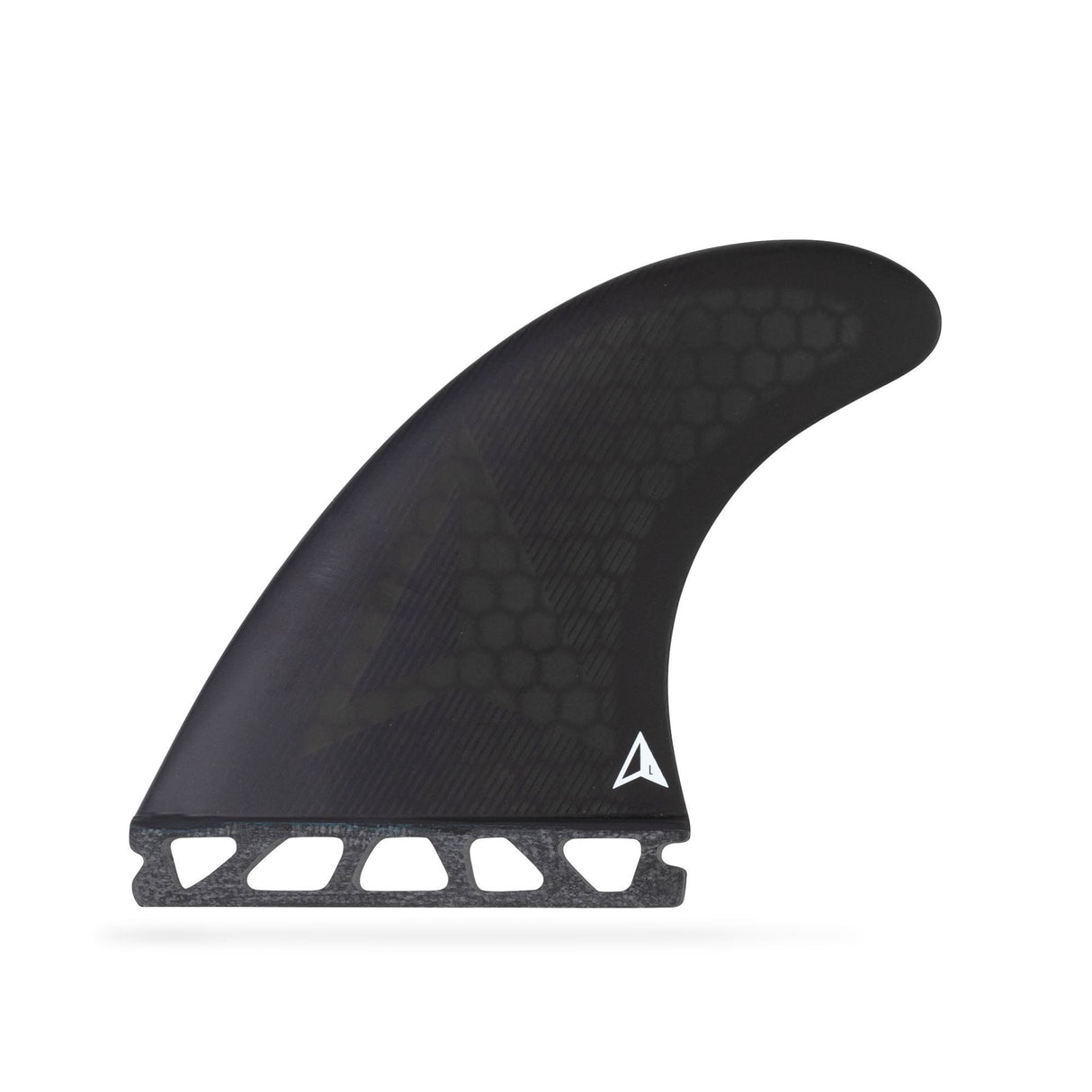 Roam Thruster Fin Set Allround schwarz mit Futures Box, Seitenansicht einzelne Flosse