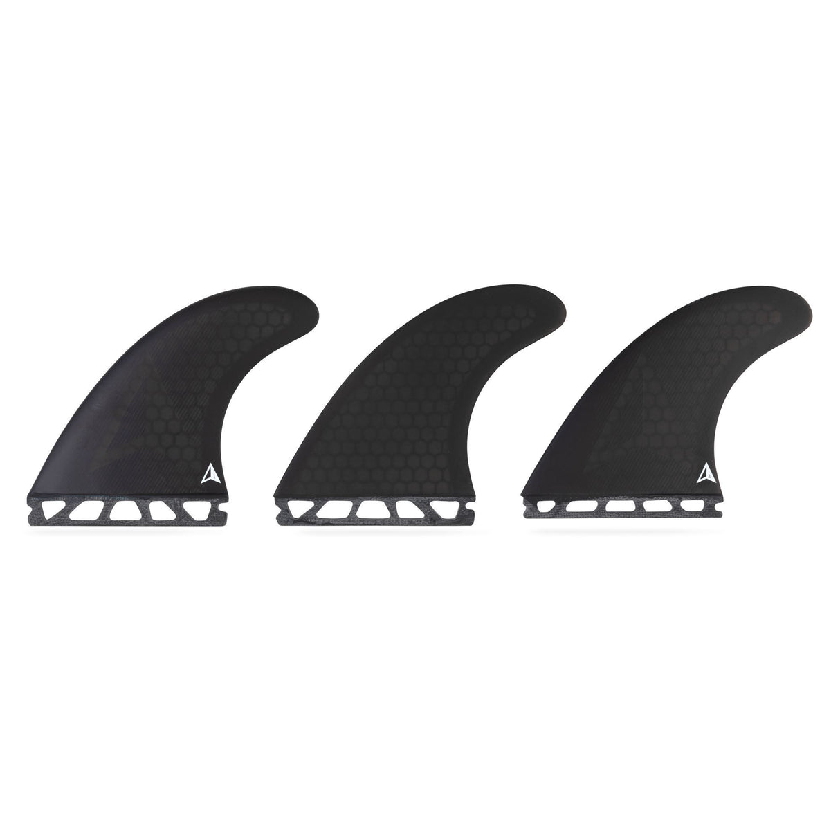 Roam Thruster Fin Set Allround Futures schwarze Surfflossen mit Kunststoffbasis Frontansicht