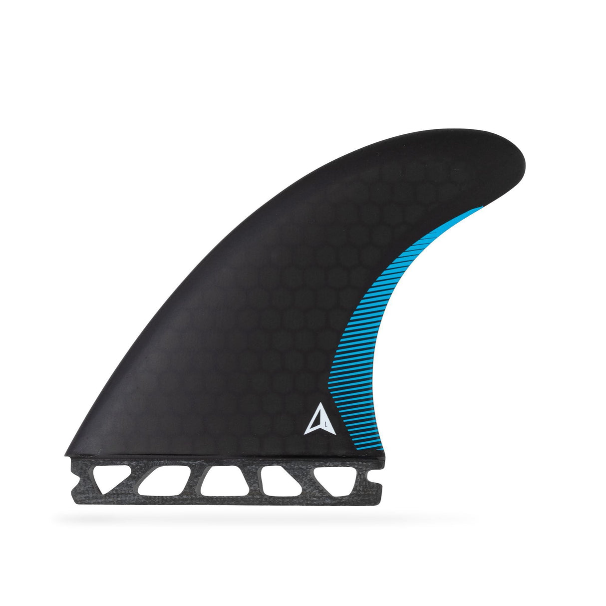 Roam Thruster Fin Set Performer Futures schwarz blau Seitenansicht Surfflossen mit Kunststoffbasis