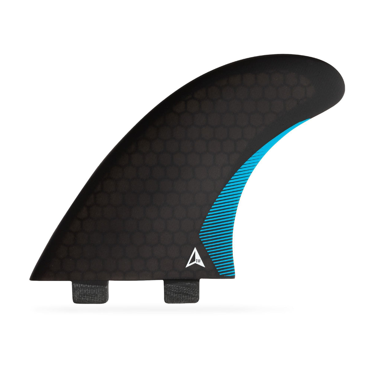 ROAM Twin Finnensatz two tab schwarz blau Surffinne mit Honeycomb Material Seitenansicht