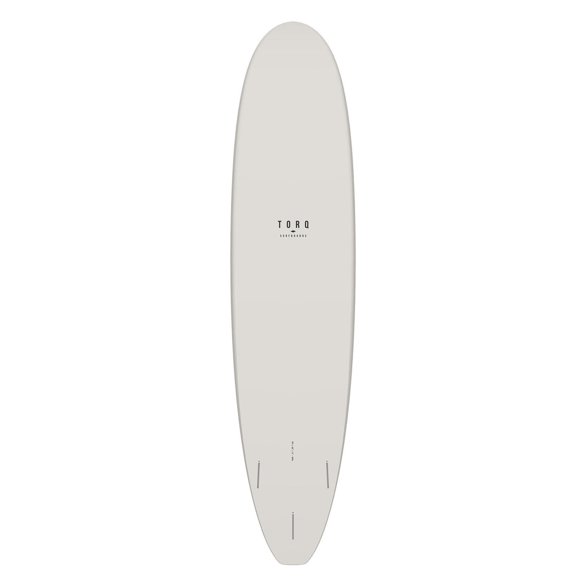 Torq TET Longboard in Blau, Draufsicht auf das komplette Surfboard mit ovalem Design und Finnen
