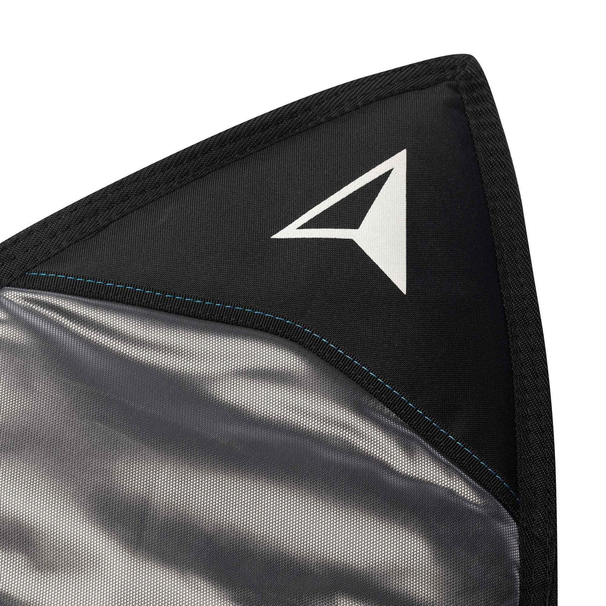 ROAM Tech Boardbag Long PLUS schwarz mit weißem Logo, Detailansicht Material und Nähte