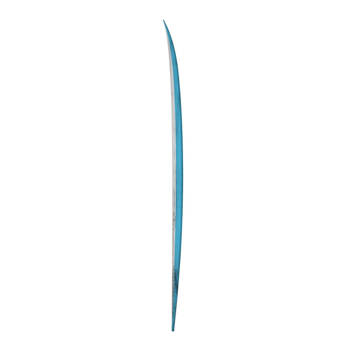 Torq ACT Prepreg Multiplier Surfboard in Blau-Grün mit schlankem Design, Seitenansicht