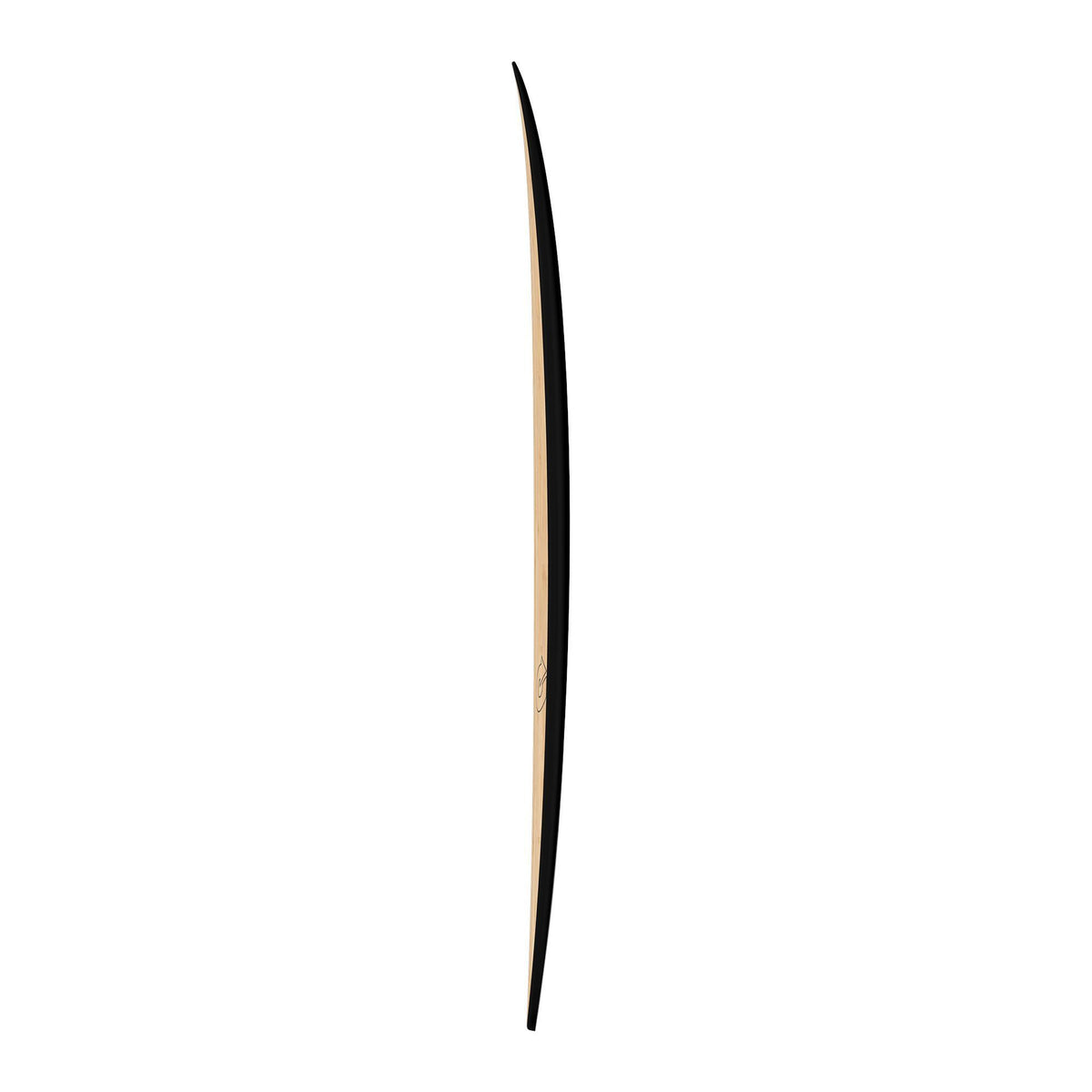 Torq ACT Prepreg BigBoy23 Surfboard mit schwarzem und beigem Design, Seitenansicht