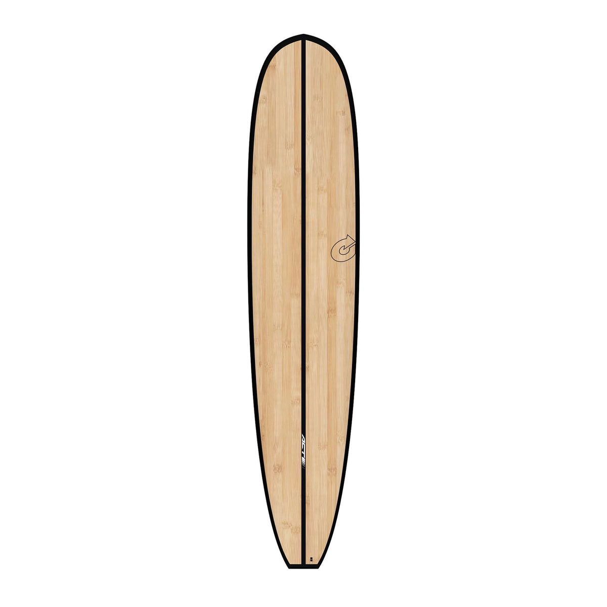 Torq ACT Prepreg The Don Noserider Surfboard, Holzoptik mit schwarzem Rail, Draufsicht