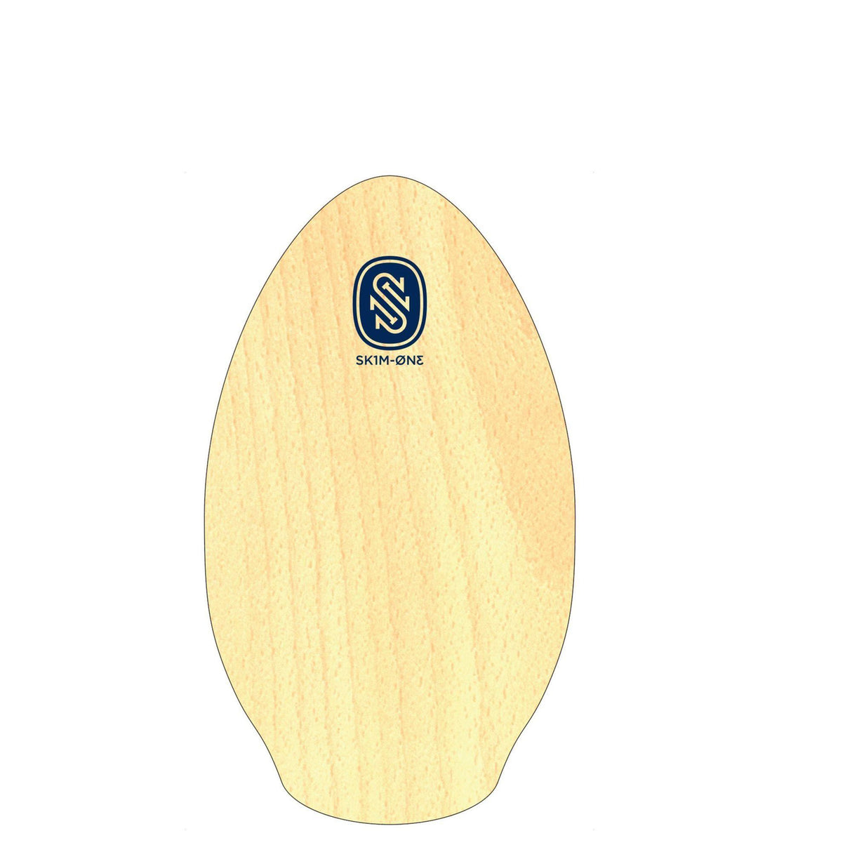 Skimboard SkimOne Palm Beach in Holzoptik, Draufsicht, ovale Form mit SkimOne Logo