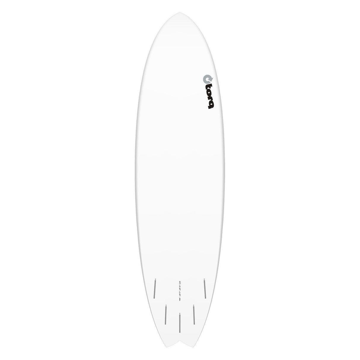 Torq TET MOD Fun & Fish Surfboard, weiß, Fischform, Draufsicht, modernes Design mit Finnen