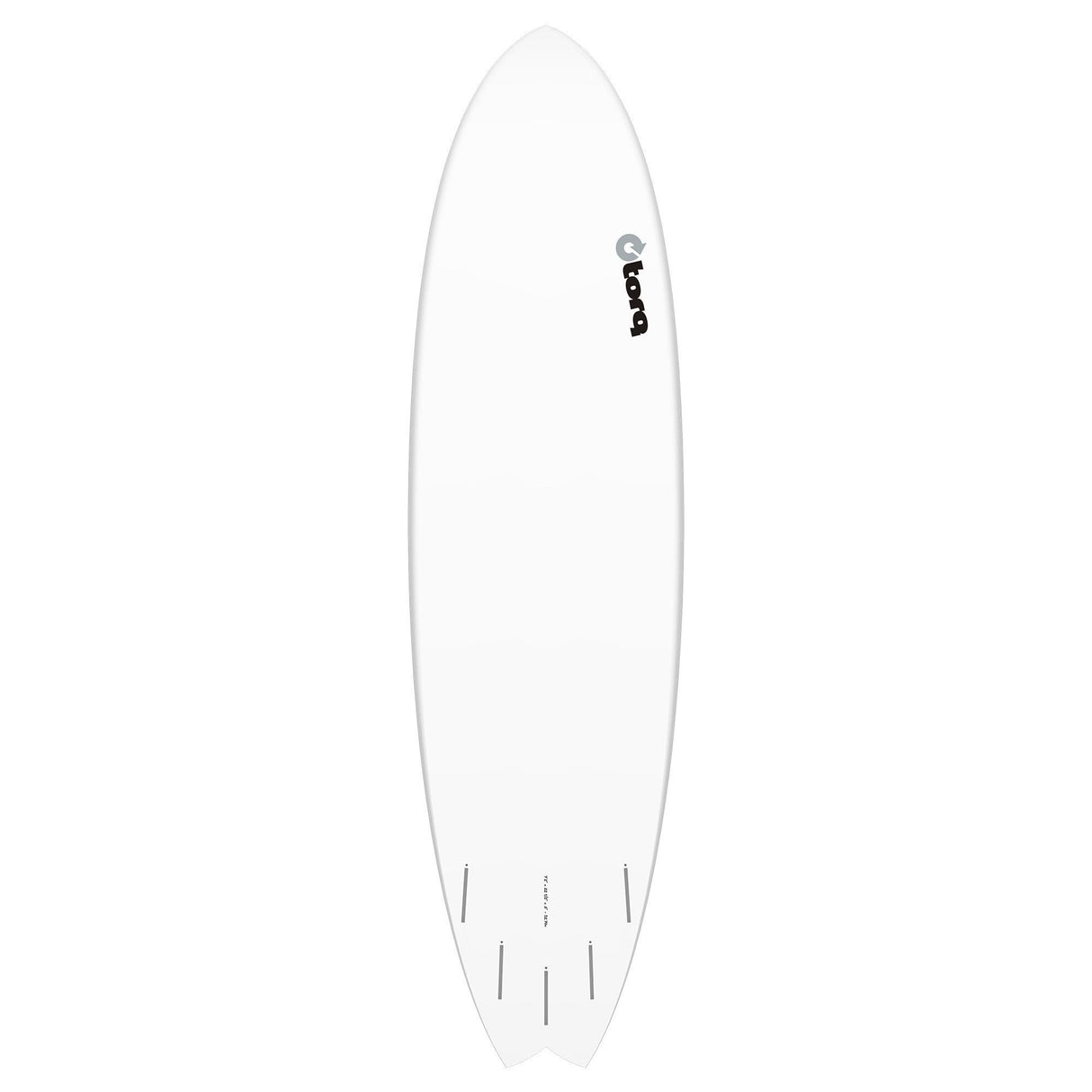 Torq TET MOD Fun & Fish Surfboard, weiß, von oben, Fischform mit abgerundetem Nose und Tail Design