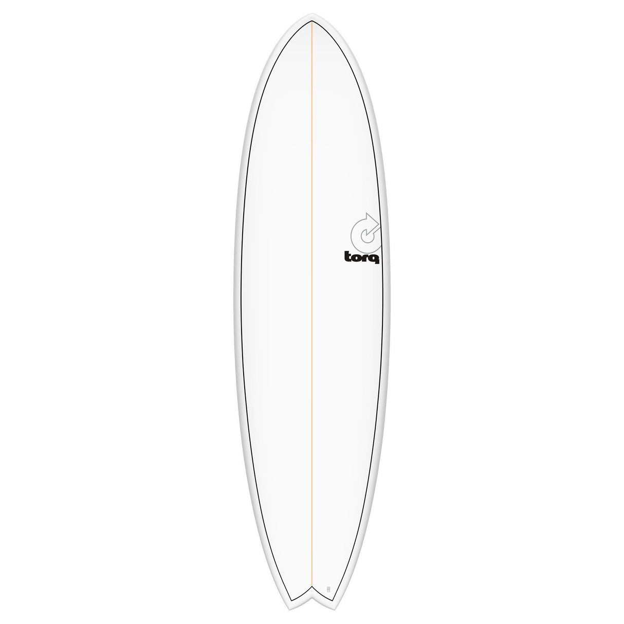 Torq TET MOD Fun & Fish Surfboard, weiß mit grauem Rail, Fischform, Draufsicht