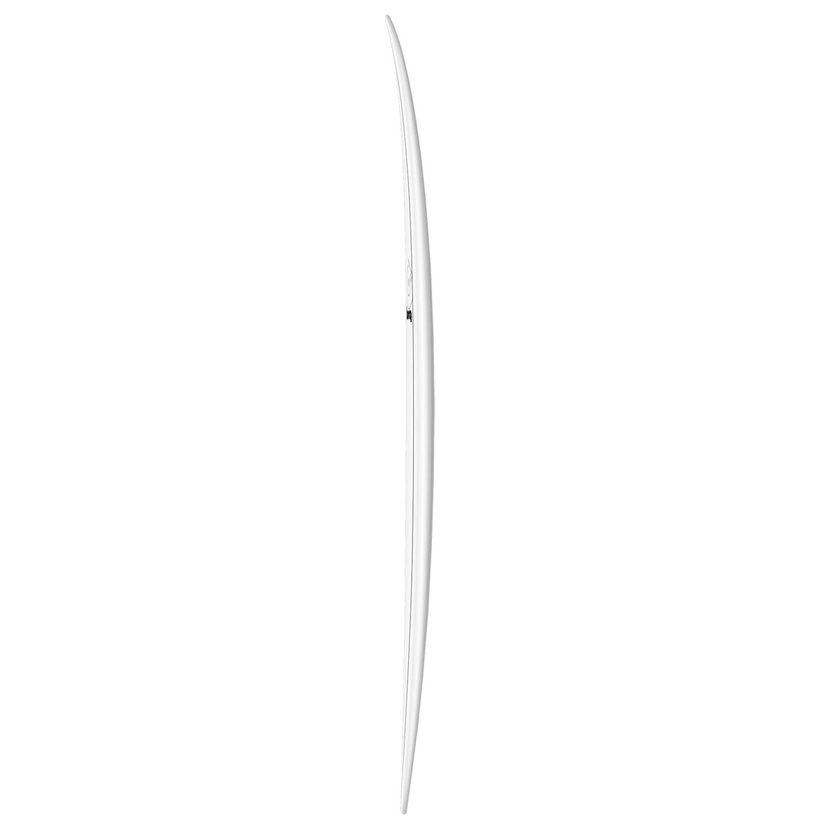 Torq TET MOD Fun & Fish Surfboard, weiß, Seitenansicht des schlanken Designs mit geschwungener Form