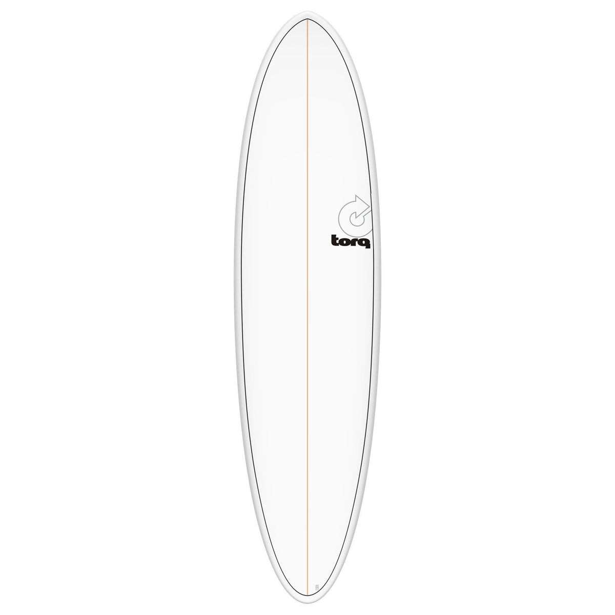 Torq TET MOD Fun & Fish Surfboard, weiss mit grauem Rail, schlanke Silhouette, Frontalansicht