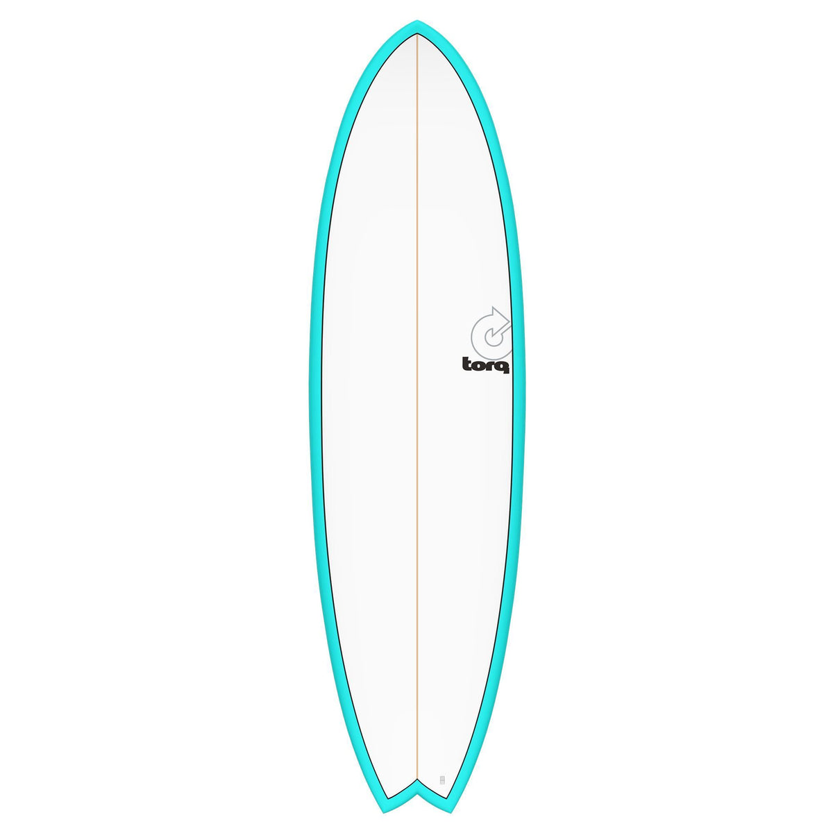 Torq TET MOD Fun & Fish Surfboard, türkis mit weißem Deck, Fischform, Draufsicht