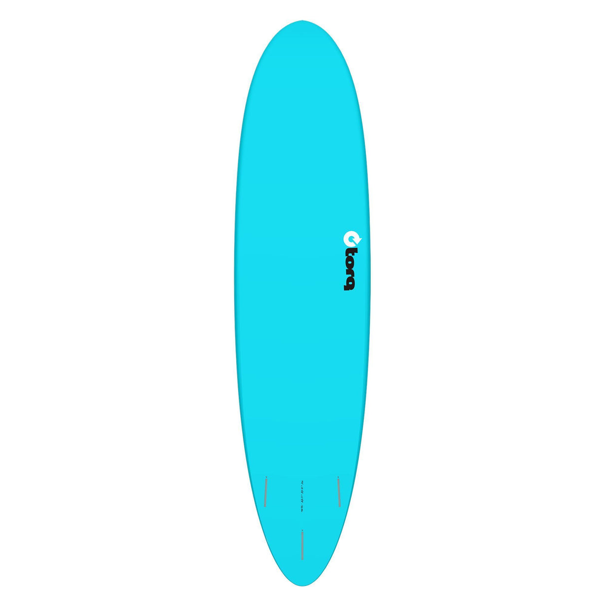 Torq TET MOD Fun & Fish Surfboard in Türkis, Draufsicht auf das längliche Deck mit abgerundeter Spitze und Logo