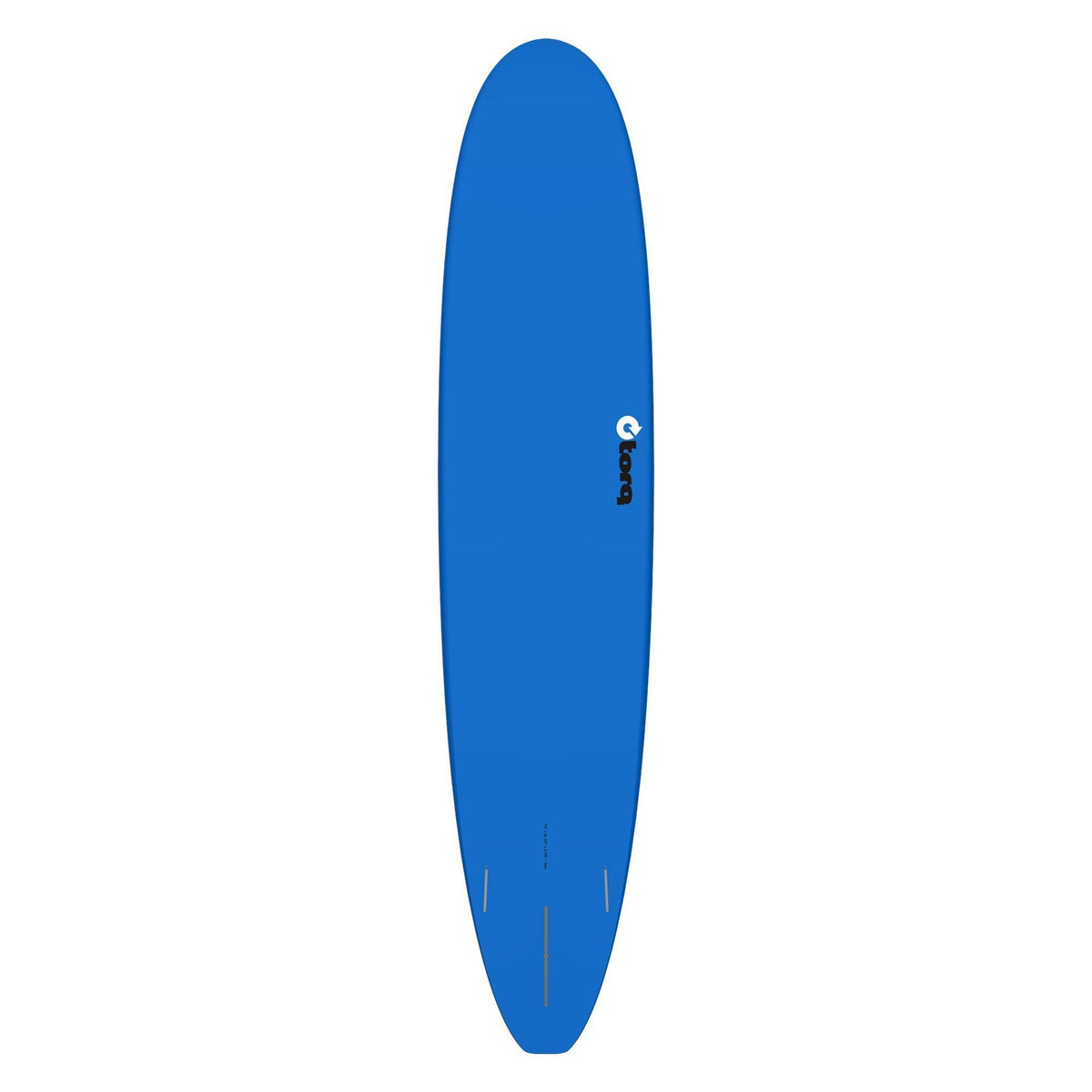 Torq TET Longboard in Blau, Draufsicht auf das komplette Board mit rundlicher Form und Torq-Logo