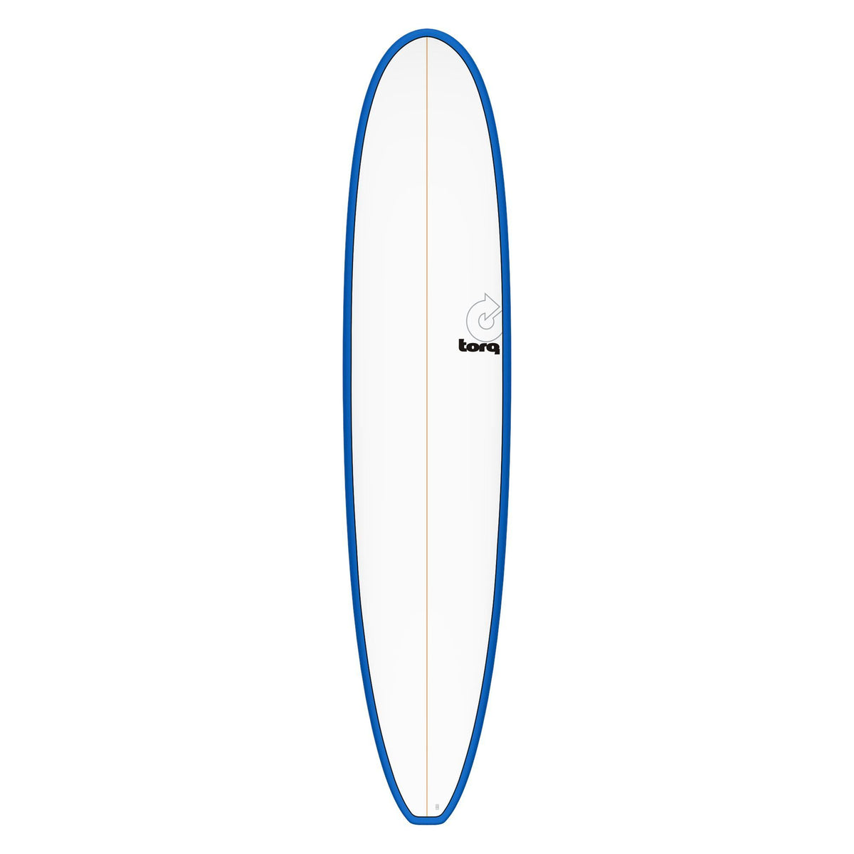 Torq TET Longboard mit rot-weißem Design, Draufsicht auf das schlanke Surfbrett