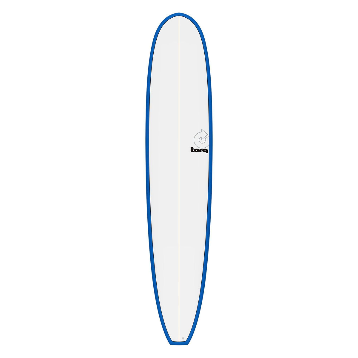 Torq TET Longboard in Hellblau, Draufsicht, Seitenansicht und Untersicht, Surfboard mit abgerundetem Nose und Tail