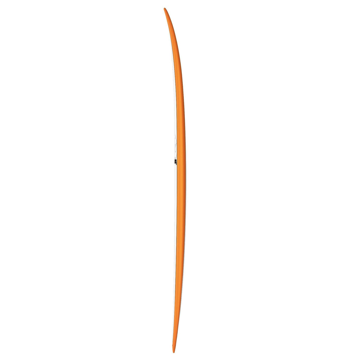 Torq TET MOD Fish Surfboard, orange, Vollansicht von der Seite mit geschwungener Form