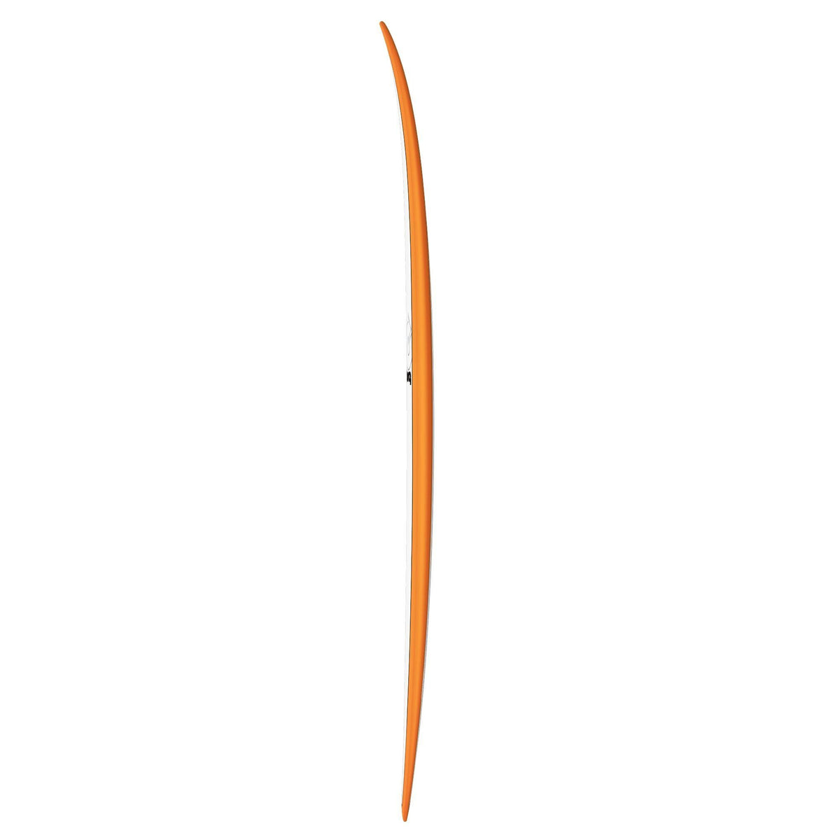 Torq TET MOD Fish Surfboard, orange, Seitenansicht, schlankes Design mit spitzer Nase