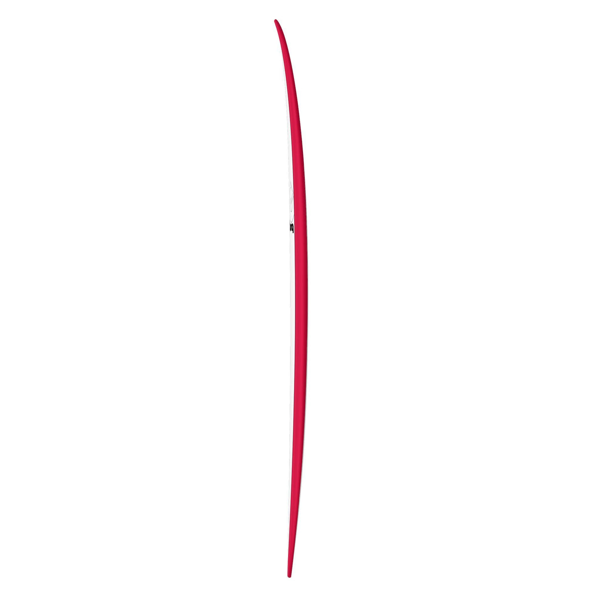 Torq TET MOD Fun Surfboard in Rot, Seitenansicht des schlanken Boards mit geschwungener Form