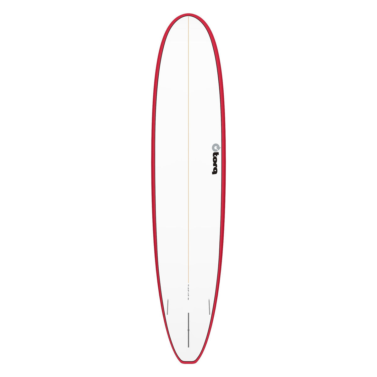 Torq TET Longboard mit roter Rails und weißem Deck, Draufsicht