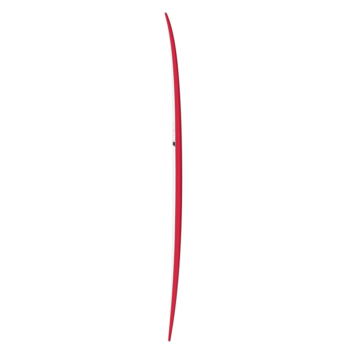 Torq TET Longboard in Rot, Seitenansicht des schlanken Boards mit geschwungener Form