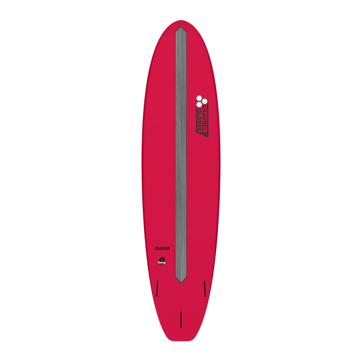Channel Islands X-lite Chancho Surfboard in Pink mit grauem Streifen, Draufsicht
