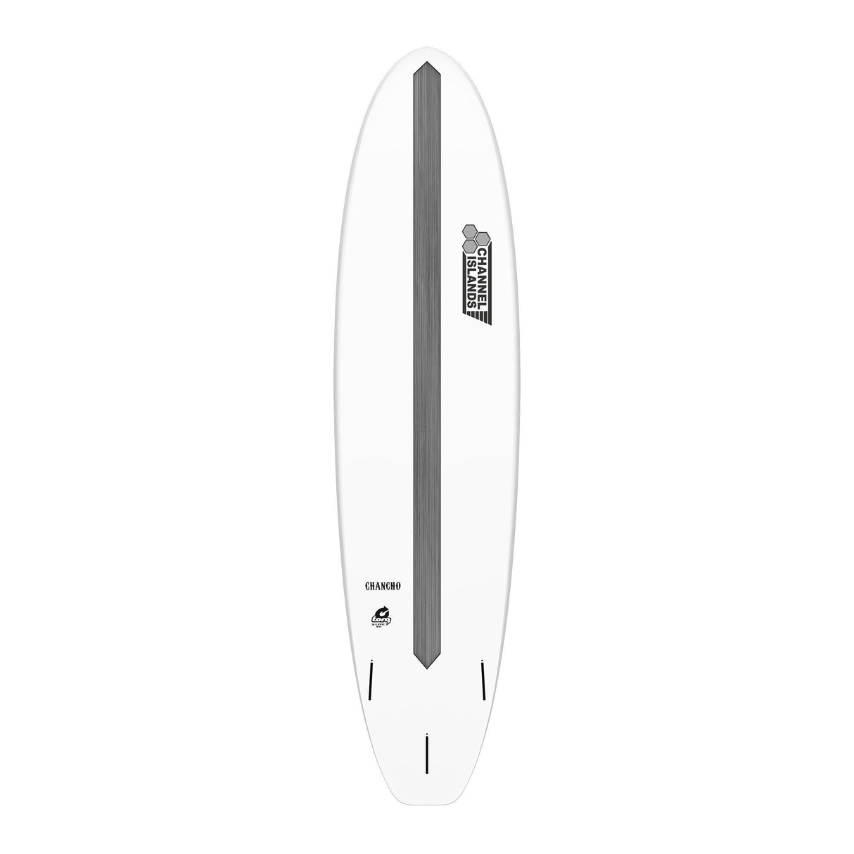 Channel Islands X-lite Chancho Surfboard, weiß mit grauem Stringer, Draufsicht
