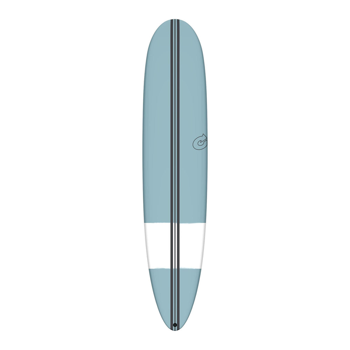 Torq TEC The Don Surfboard, Blaugrau mit weißem Mittelstreifen, Draufsicht