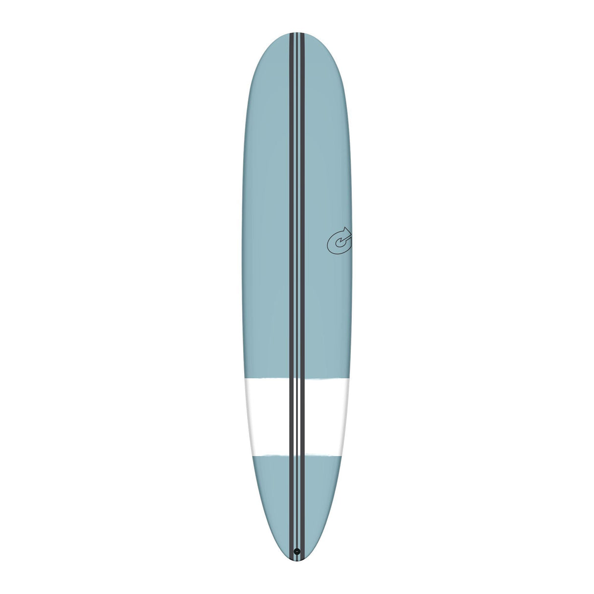 Torq TEC The Don Surfboard, blaugrau und weiß, Draufsicht, Funboard mit abgerundetem Nose und Tail