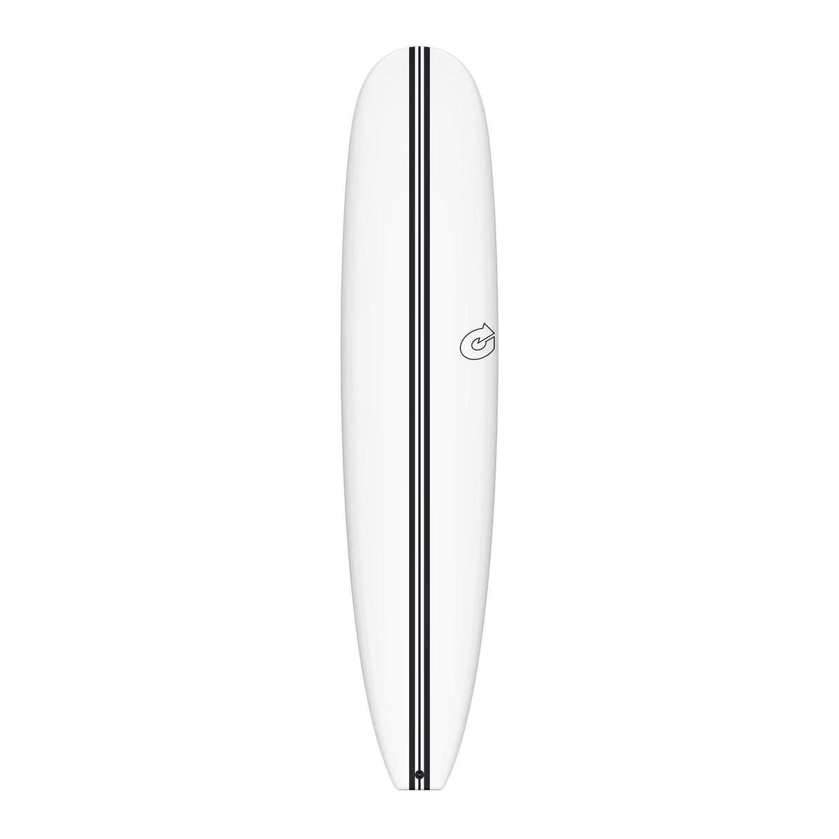 Torq TEC The Horseshoe Surfboard, weiß mit schwarzem Mittelstreifen, Draufsicht
