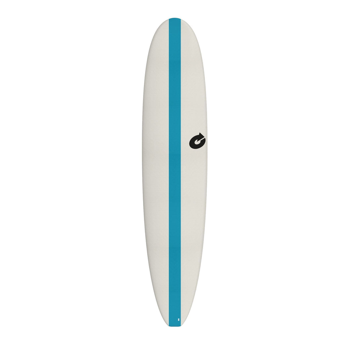 Torq Softboard EVA Longboard in Weiß mit Blauem Mittelstreifen, Draufsicht